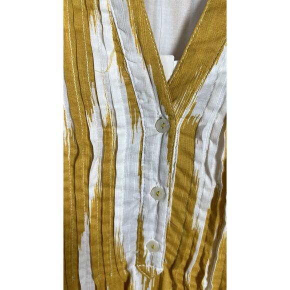 Anthropologie Maeve Cassandra Pintuck Yellow Flutter Sleeve Maxi Dress Medium - Picture 6 of 11